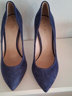 IRO Navy Suede Pointed-Toe Pumps